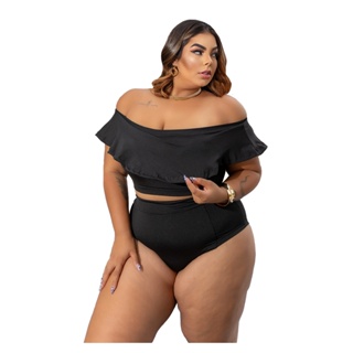 Conjunto De Biquíni Plus Size Ciganinha Estampado Verde E Preto Com  Calcinha Cintura Alta Predilect's Plus Beach em Promoção na Americanas