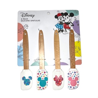Kit com 4 Mini-Espátulas de Silicone (Pão Duro) – Mickey e Minnie (flores) – Disney Original