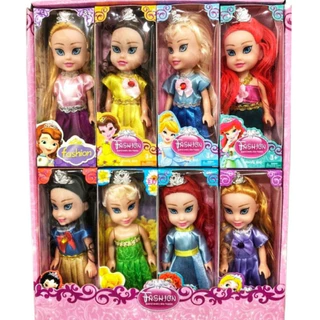 Kit C/8 Bonecas Princesas Articulado 16 cm com acessorios pronta entrega
