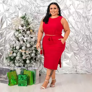 VESTIDO PLUZ SIZE 48 AO 56 VERMELHO FIM DE ANO PROMOCAO CONJUNTO FEMININO PLUS SIZE LIDNO