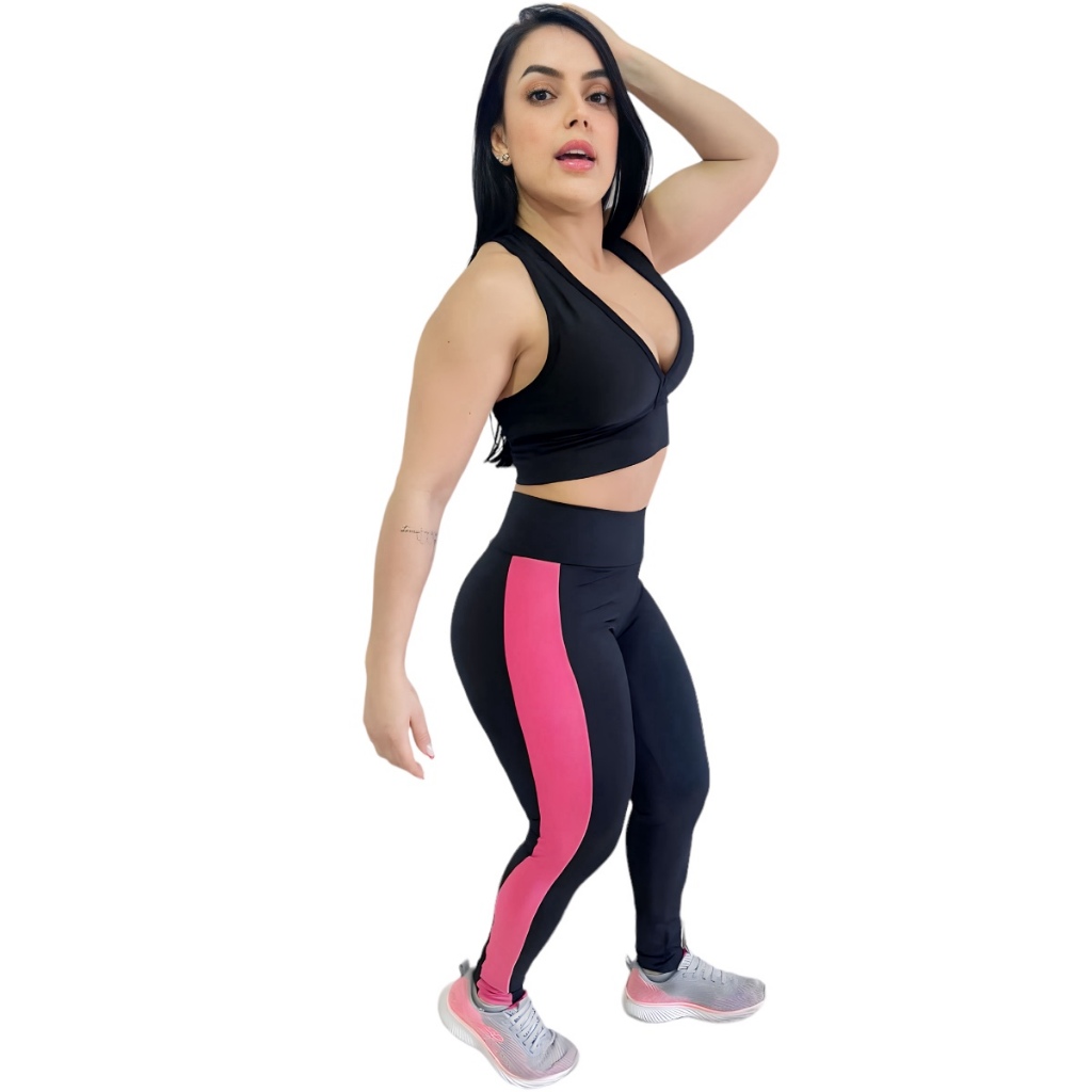 Legging Feminina Fitness Academia Ginástica Com Tela Cintura Alta