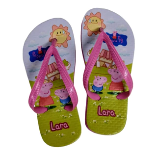 Chinelo Infantil Baby Peppa Pig Rosa Desenho Personalizado Estampado Com o nome da Criança