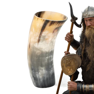 Copo Viking Chifre Natural de Boi Legitimo Horn Viking