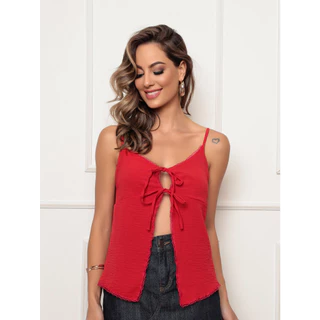 Blusa Amarração gringa detalhes em Renda Romântica