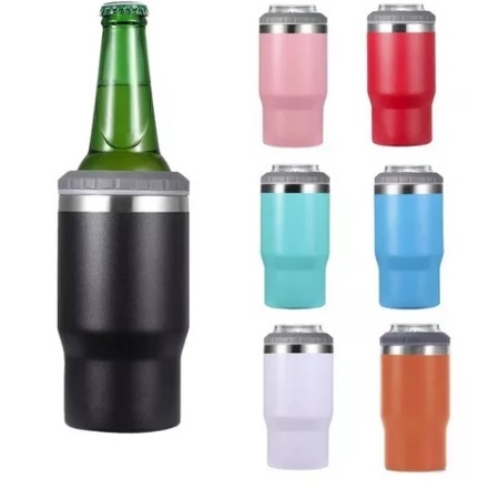 Copo Térmico Aço Inox Porta Bebida Garrafa Latinha Conserva Gelado Drink 420ml com Abridor Com 2 Tampas