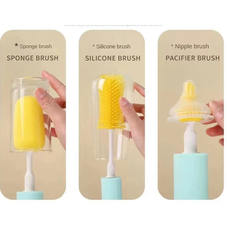 Escova De Limpeza Elétrica Silicone Para Cozinha Manual Com Cabeça De Esponja