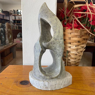 Escultura Abstrato em Pedra Sabão Estatueta Artesanal Decoração Antiguidade
