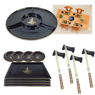 Aparelho Jantar Kit Para Sushi 17 Peças Com Petisqueira 4 Pessoas