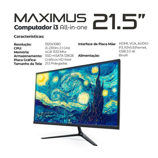 Computador All-in-One 21,5" Full HD1920x1080 PC i3-2310m 2.1GHz SSD-128GB RAM-4GB Gráficos HD Intel