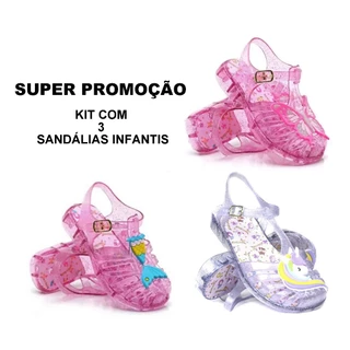 Kit 3 Sandálias Infantis Femininas De Criança Sapato Menina Atacado Promoção