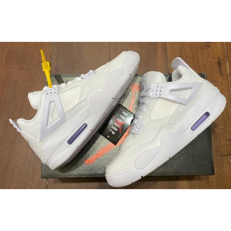 Tenis Bota Cano Alto Air Jordan 4 Retro Branco Pure Money Moda Couro Original Basquete Envio Imediato