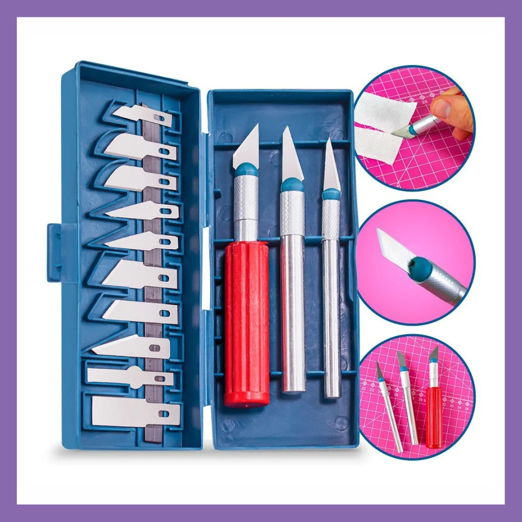 Kit Estiletes Pecisão Lanmax Estojo Organizador Artesanato Scrapbook Patchwork