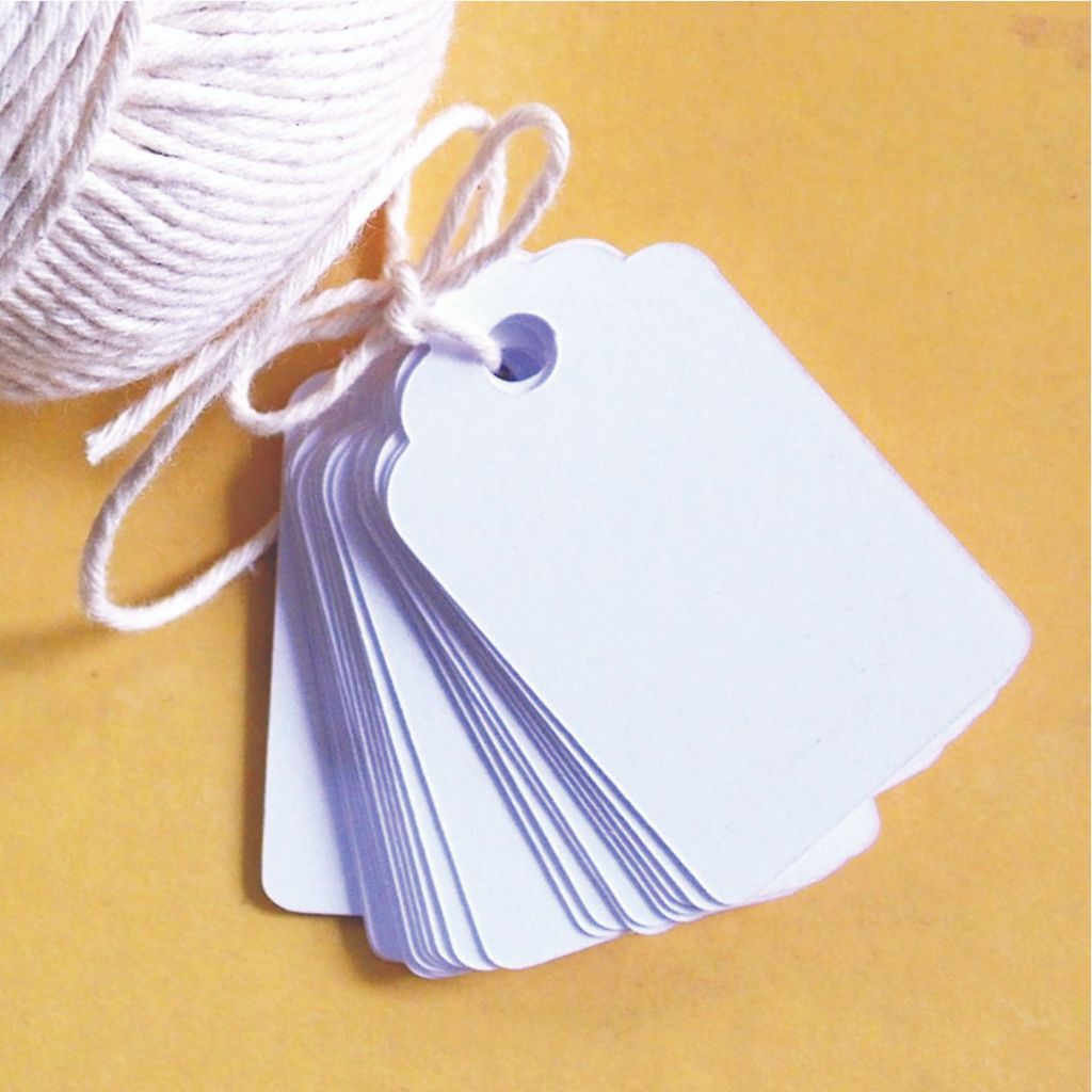 100 tags brancas para carimbar, adesivar ou escrever multifuncional mensagens para o cliente 7,5x5cm