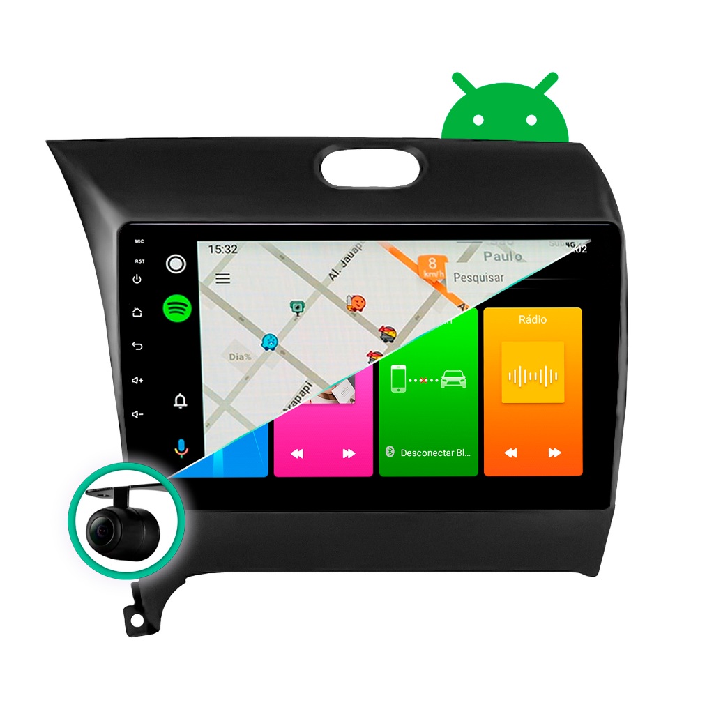 Multimídia Android 12 Cerato 2014 a 2019 - Tela 9", 2Gb RAM + 32Gb ROM ...