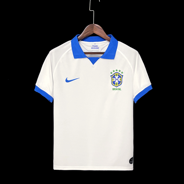Camisa Brasil Gola Polo Seleção Brasileira Branca Azul Preta