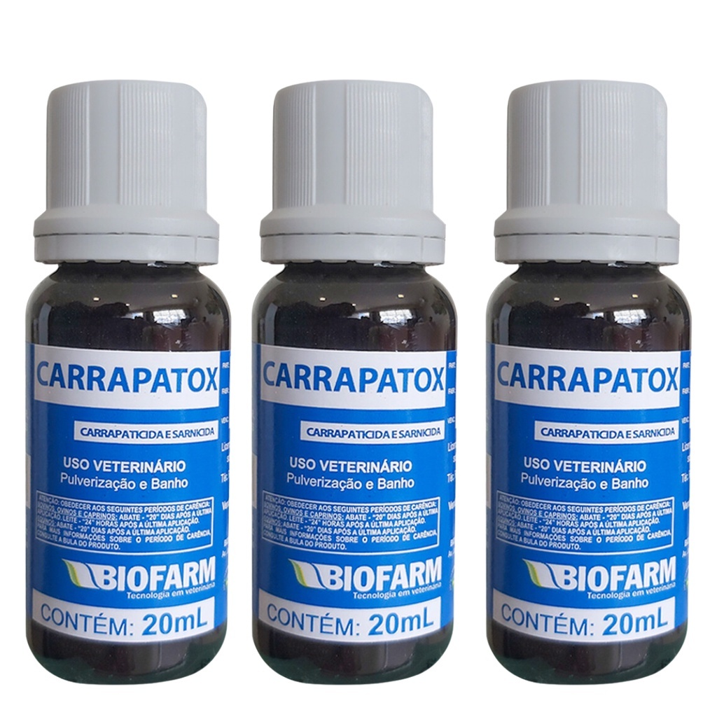 Kit com 3 carrapatox | Remedio para carrapato e pulgas | Biofarm 20ml ...