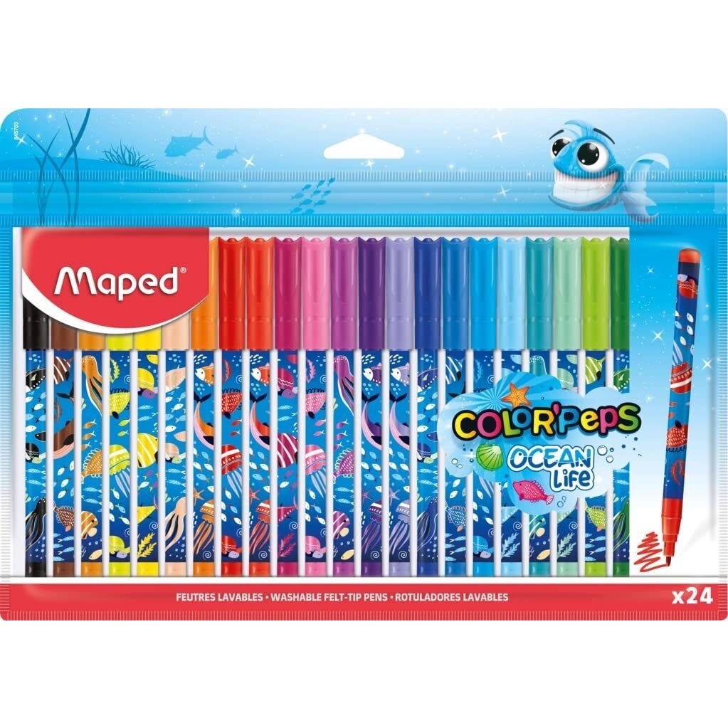 Lot de 18 feutres ultra lavables Color'Peps Long Life - MAPED - Drawin'Kids