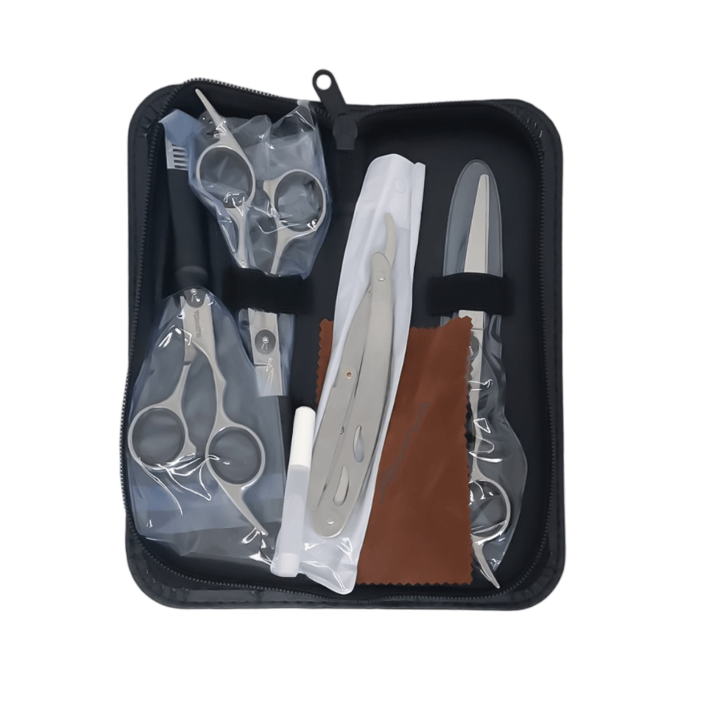 Kit Tesouras Profissionais Barbeiro Com Navalha Marca Tomate Modelo Mag