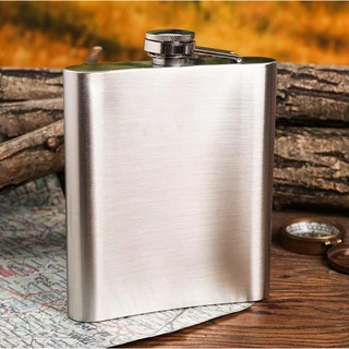 Cantil Inox 230ml Porta Bebida de Bolso Whisky Vodka Gin Rum Água Portátil Frasco Retangular p/ Bar Viagens Festas Eventos Inverno