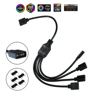Cabo Extensor Splitter 5v 3 Pinos ARGB Hub 1 Para 4 Saídas Led