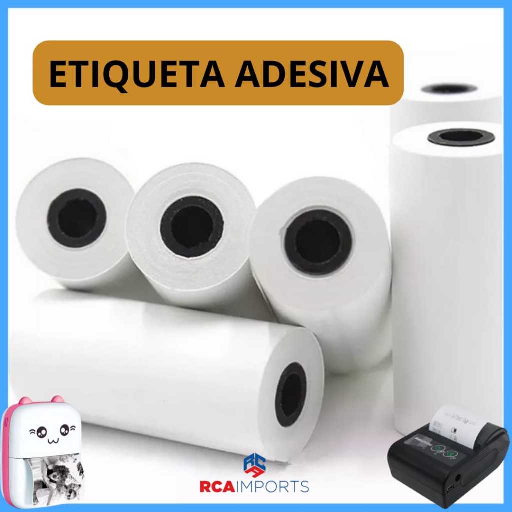 Bobina térmica adesiva para mini impressora térmica
