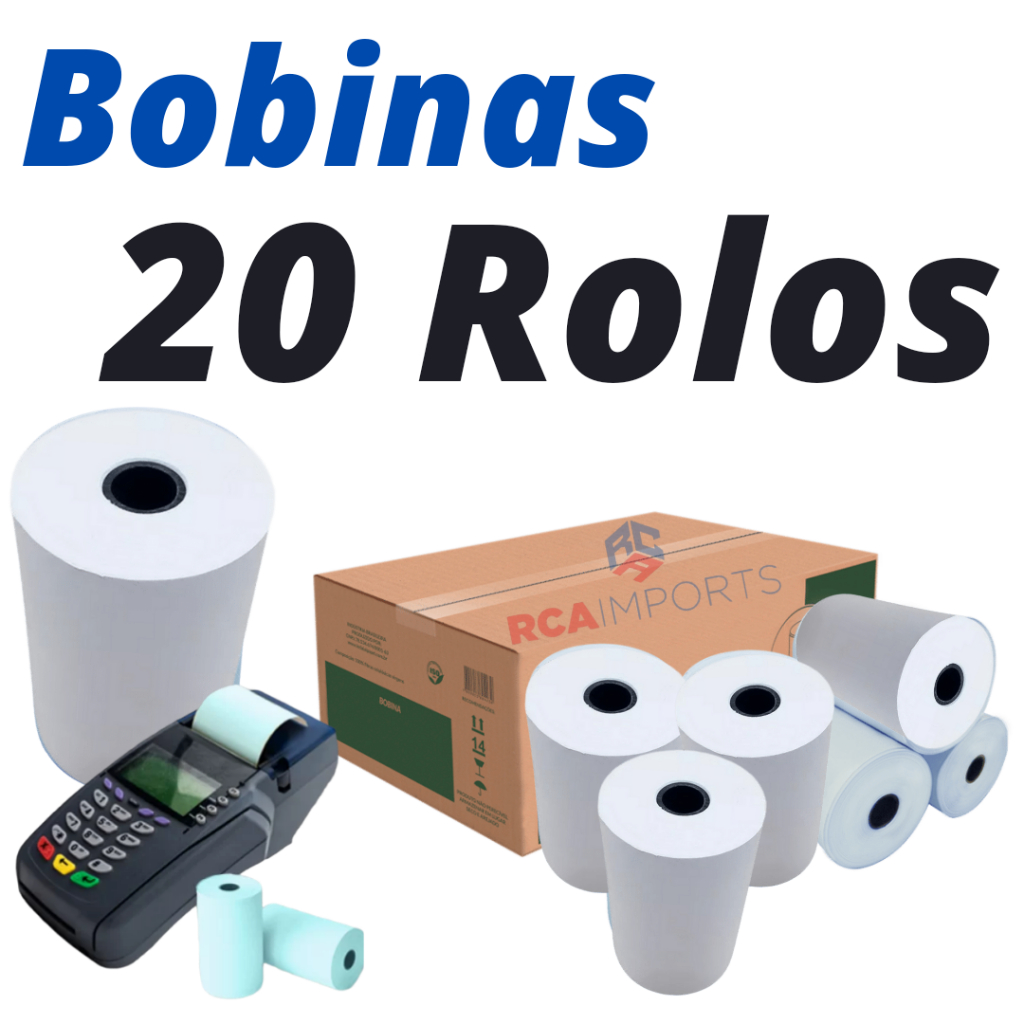 Rolos bobina térmica 57x23 para máquina de cartão credito | Shopee Brasil