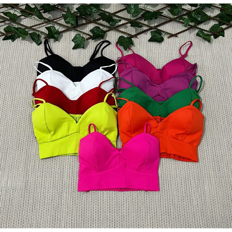 top cropped simples com lastex na costa com bojo | Shopee Brasil