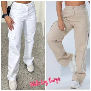 Wide Leg Cargo Colors Jeans