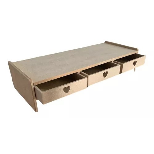 Organizador De Mesa Setup MDF Gaveta Quarto Escritório