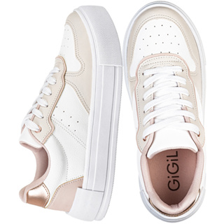 Tenis Casual Branco Feminino Retrocore Com Recortes Retrô Neutro Confortável Lançamento Original Moda Gigil