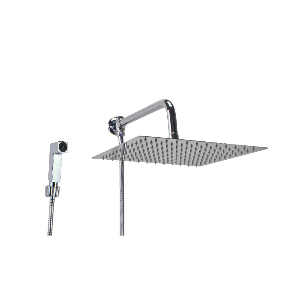 Ducha Chuveiro Inox 30x30 cm c/ Desviador e Ducha Manual ABS