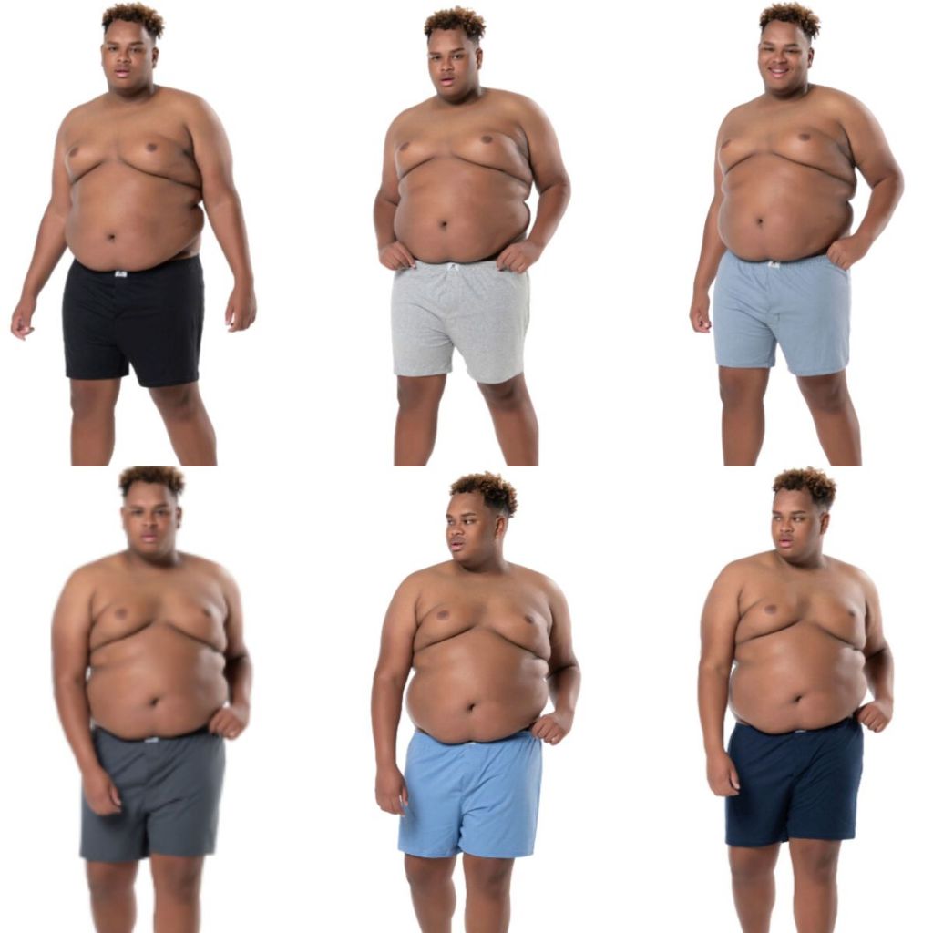 2 Cuecas Samba Cançao Plus Size Algodao Keeper Abertura Frontal Pijama Short com Elastico Masculino Grande Adulto