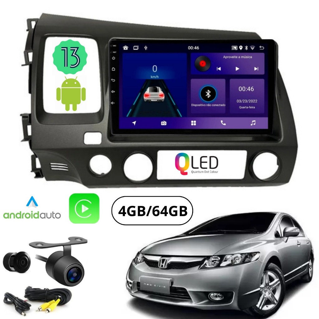 Central Multimidia Honda Civic G8 9p Android 13 4gb 64gb