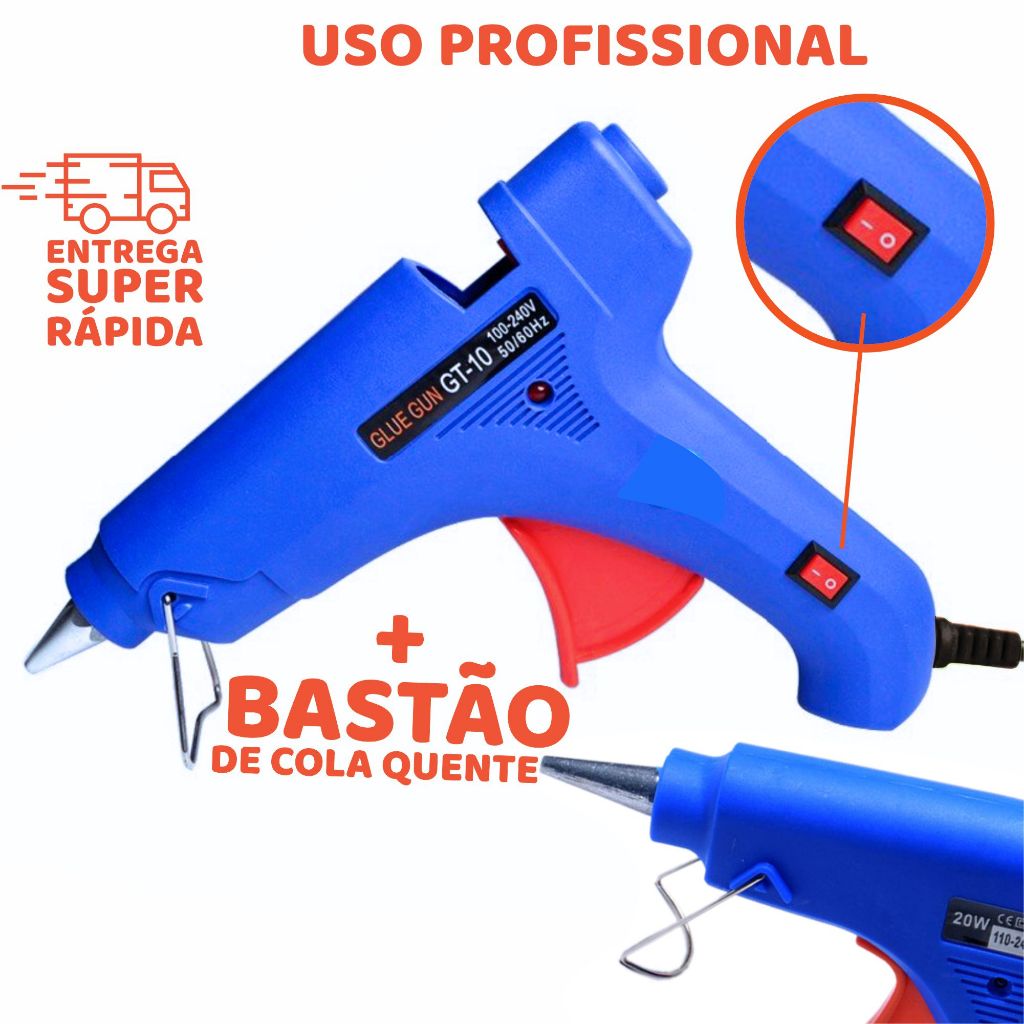 Pistola de Cola Quente Profissional Para Artesanato e Reparos 20w ...