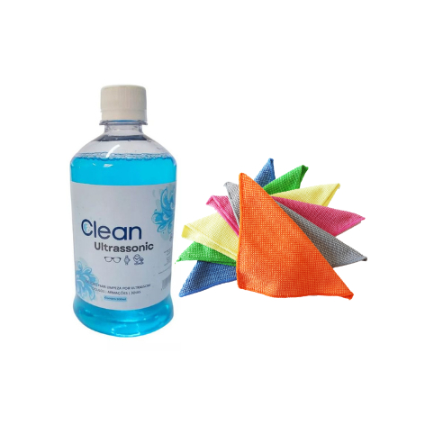 1 Limpa Lentes Óculos Celular 500ml + 2 Flanela de Limpeza