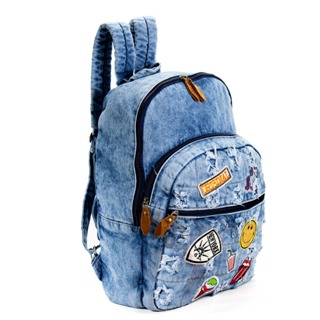 Mochila jeans hot sale feminina