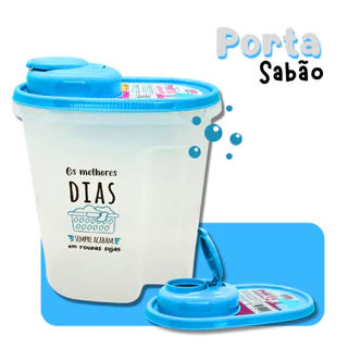 Porta Sabão Em Pó Para Lavar Roupas 2 Kg Multiuso de Lavanderia Com Tampa de Qualidade Premium Estampado com Frase
