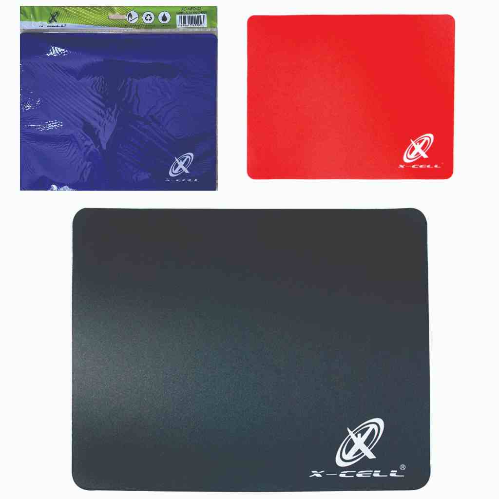 Lote 4x 3x 2x 1x Mouse Pad Preto Azul Vermelho Slim Emborrachado Base Aderente para Mouse Reciclável Lavável 21x26cm X-CELL