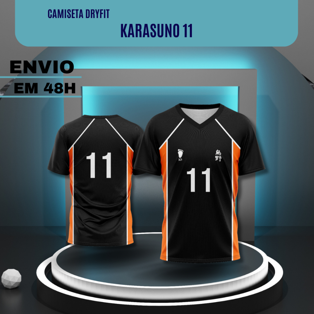 Camiseta Dry Fit Karasuno 11 Geek Nerd Gamer Otaku