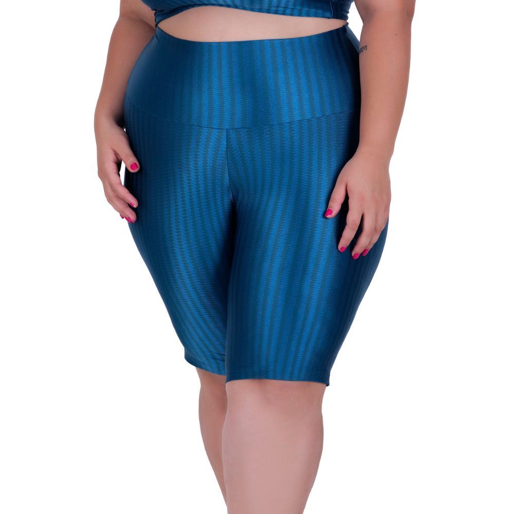 Short Plus Size Feminino Fitness Ciclista 3D Preto