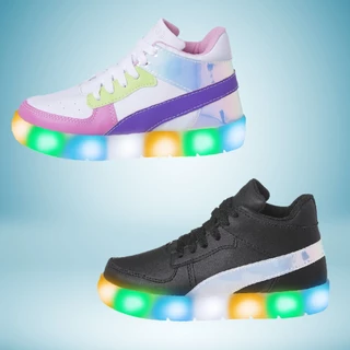 Tênis Led Infantil Feminino Cano Médio Menina Conforto Luzes Pisca
