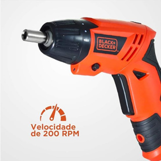 Parafusadeira Sem Fio Black & Decker 4.8V, Bivolt, 200 RPM, Preto/Laranja - KC4815B-BR