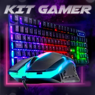 Kit Gamer Teclado Semi Mecânico RGB + Mouse Profissional Led Iluminado Jogos PC