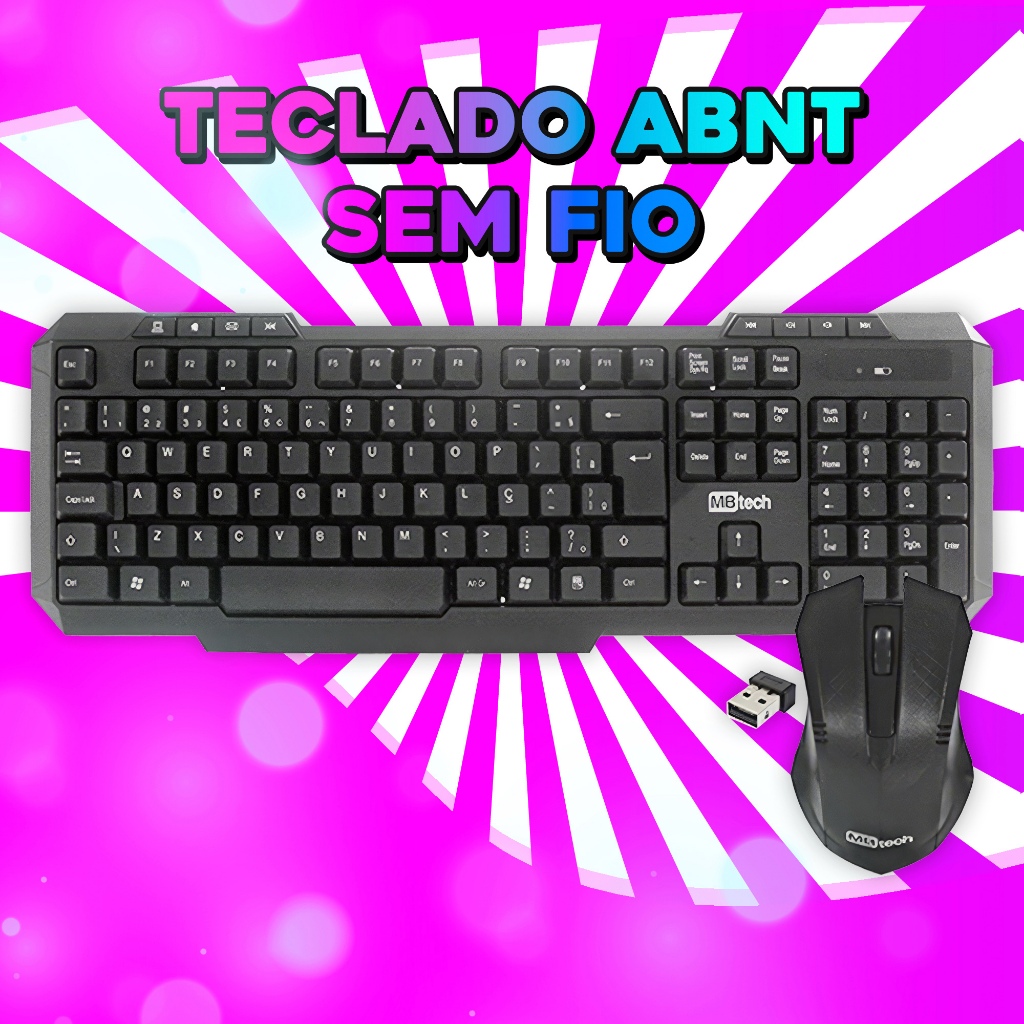 Kit Teclado e Mouse Sem Fio Computador Notebook Escritório USB 2.4Ghz Wireless