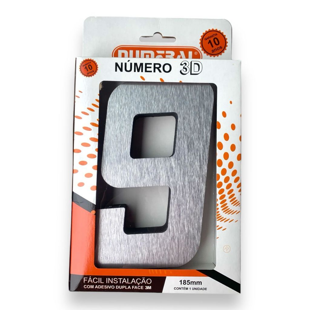 numeros residenciais 3D em acm AÇO ESCOVADO 185 MM (grande
