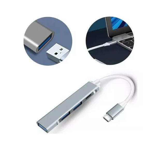 Hub Usb Type C Para 4 Portas Usb 2.0 + 1 Usb 3.0 [ CODIGO 904 ]