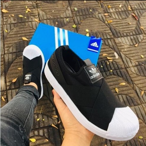 Tênis adidas superstar slip on unissex hot sale elástico preto