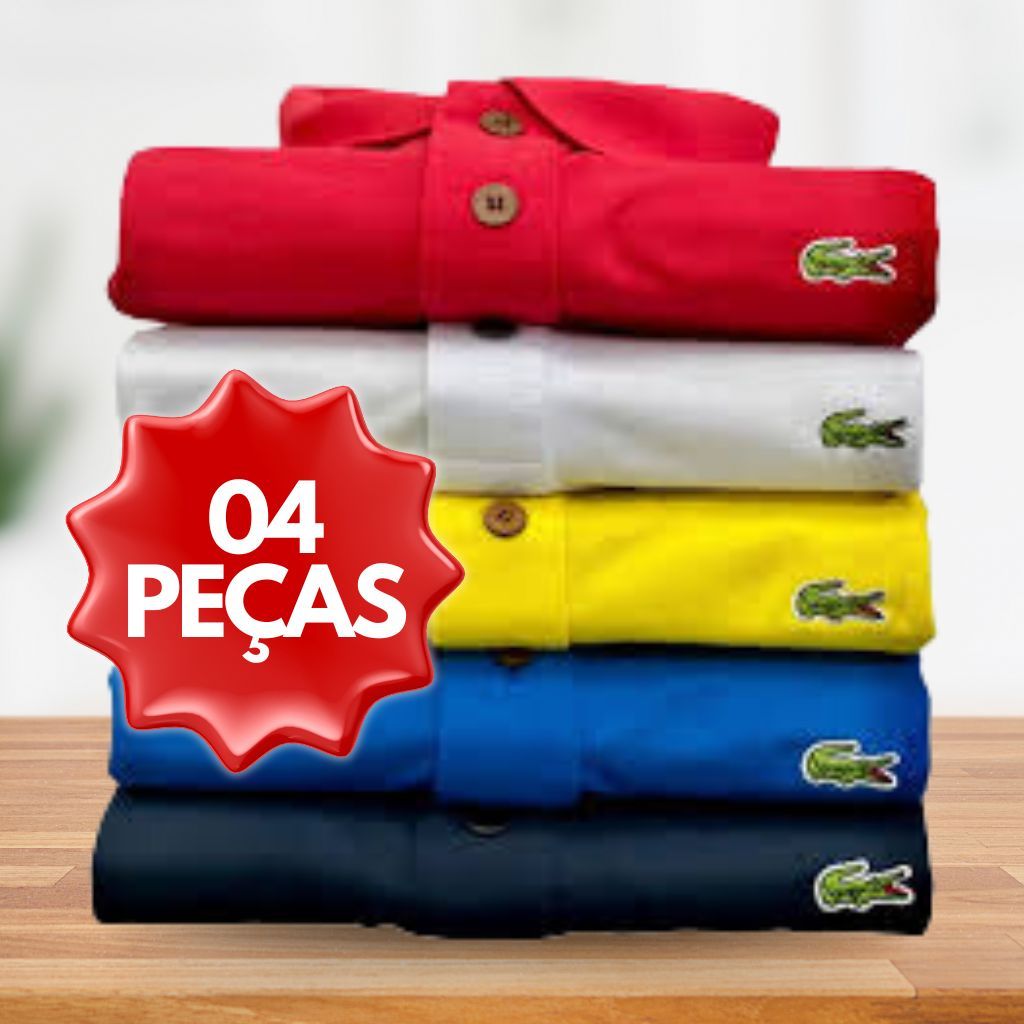 KIT 4 Camisas Polo Manga Curta Básica Cores Sortidas
