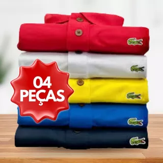 KIT 4 Camisas Polo Manga Curta Básica Cores Sortidas