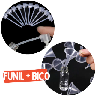 Kit 5x Mini Funil + 5x Bico Decanter de Plástico Transparente Para Transferência de Perfume Decant